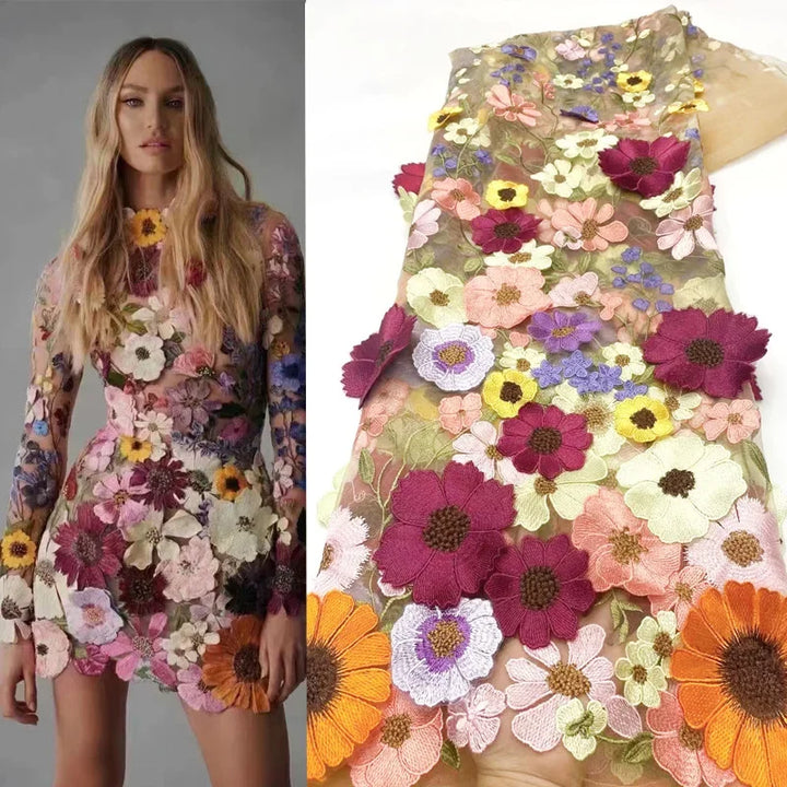 Luxury African 3D Flower Lace Fabric