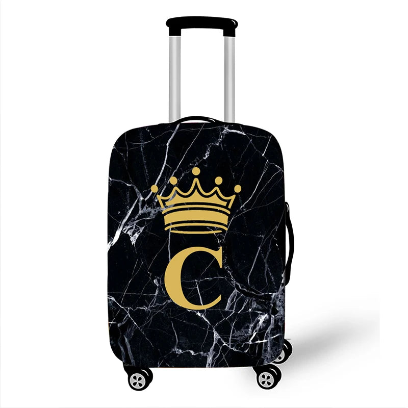 Marble Crown Letter Luggage Cover - Travel Suitcase Protector