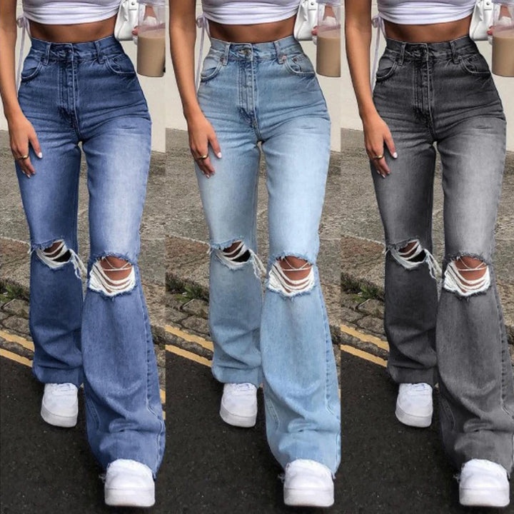 Upgrade Your Style with Our High-Waisted Ripped Jeans - Perfect for Any Occasion!