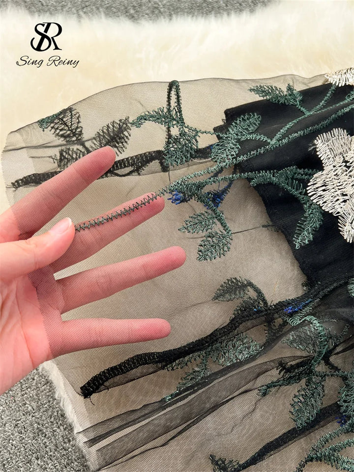 SINGREINY Embroidered Maxi Dress