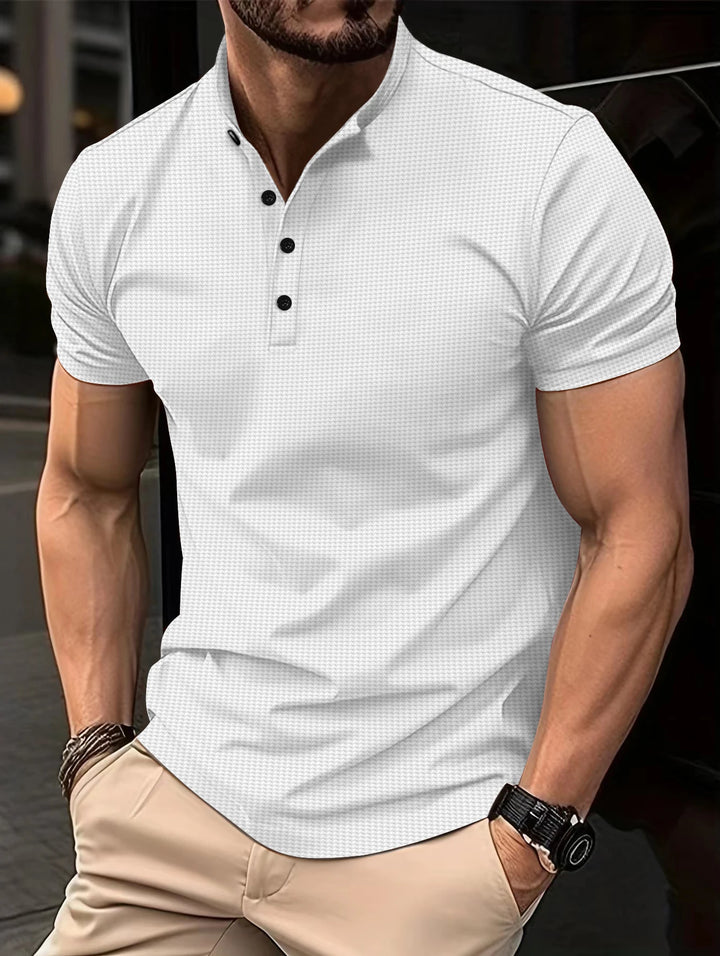 Men's Vintage Waffle Knit Polo Shirt