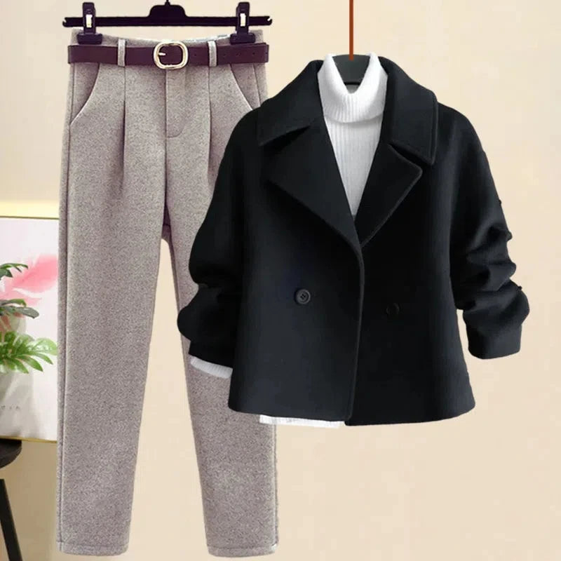 Elegant Women's 3 Piece Wool Suit Set