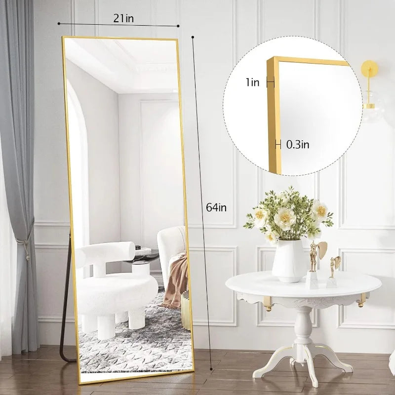 Upgrade Your Space with a Stunning Full Length Mirror - Premium Glass & Aluminum Frame - Multiple Colors Available!