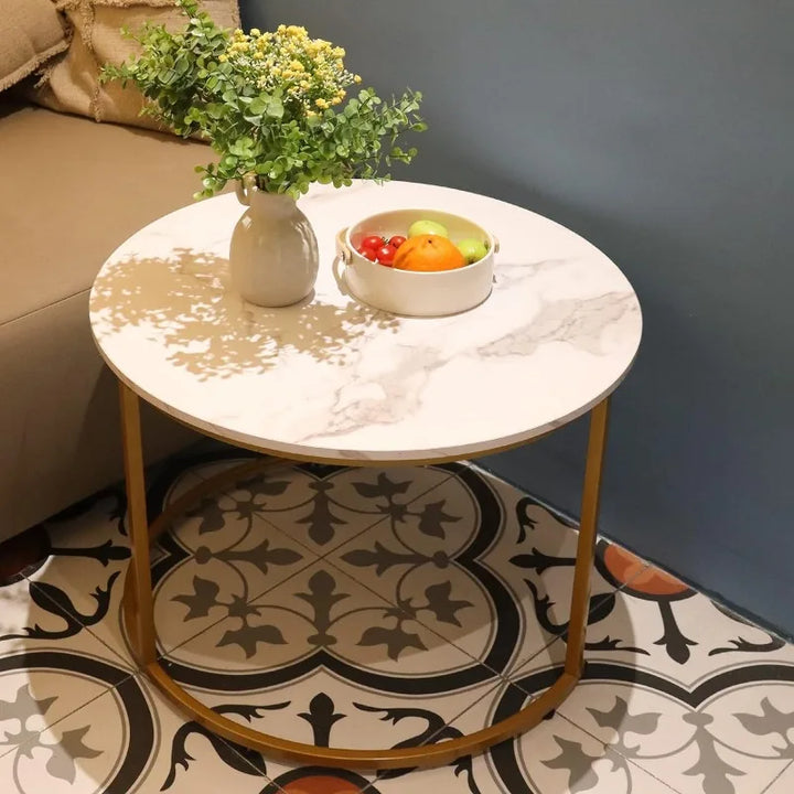 Transform Your Living Space with Elegant Nesting Coffee Tables - Golden Frame, Marble Pattern, Easy Assembly & Friendly Service!