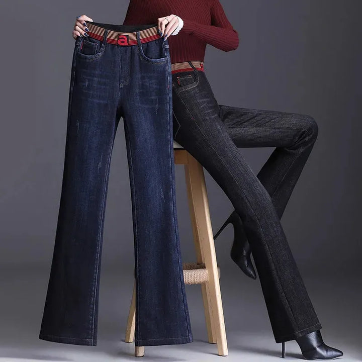 Vintage High Waist Flare Jeans - Warm & Stylish Denim for Women