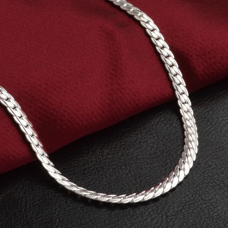 Stylish 925 Silver Chain Necklace for Weddings and Gifts - 6mm, 8/18/20/22/24 Inch, Unisex