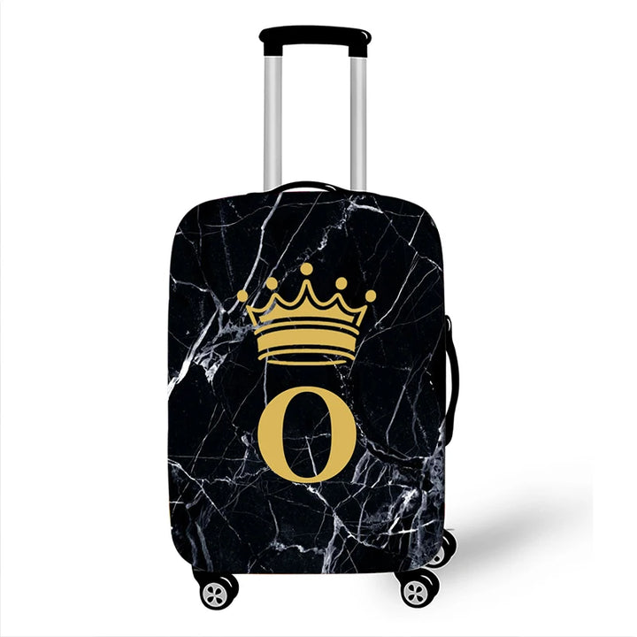 Marble Crown Letter Luggage Cover - Travel Suitcase Protector