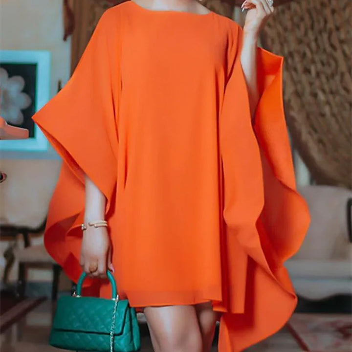 2023 Elegant Batwing Sleeve Orange Dress - Summer Fashion for Women