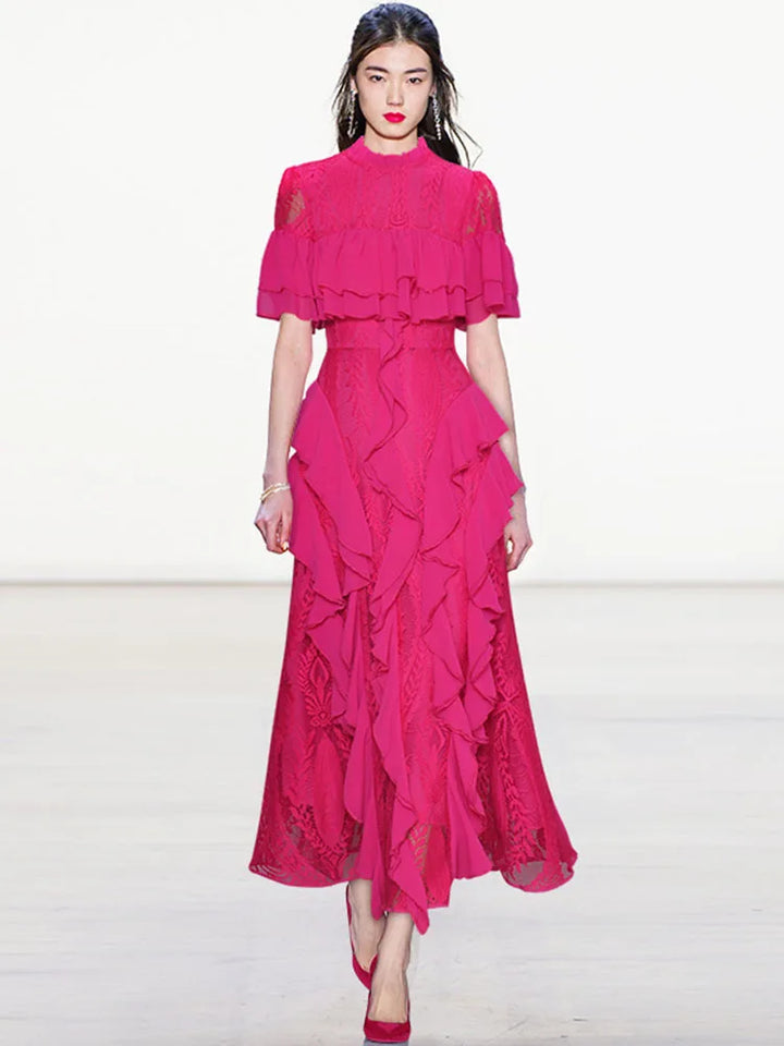 Stylish Hollow Out Ruffled Maxi Dress for Women - 2023 Summer Collection