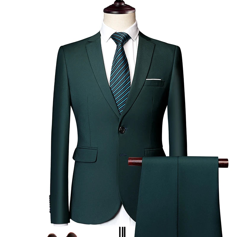 Men's 3-Piece Slim Fit Suit Set for Business, Formal, or Wedding - Jacket, Vest, and Pants