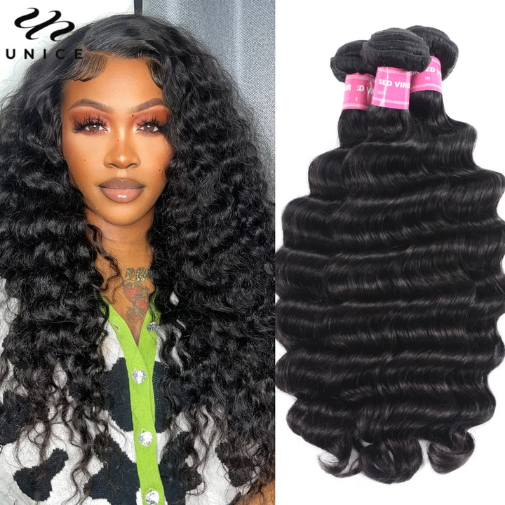 UNice Loose Deep Wave Human Hair Bundles