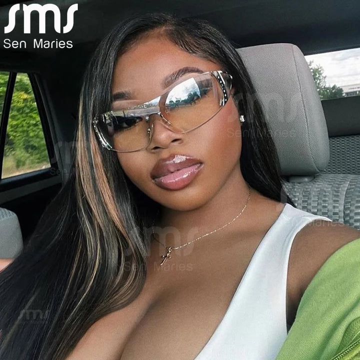 2022 Luxury Oversized Sunglasses for Women - Retro Wrap Around Shades with UV400 Protection