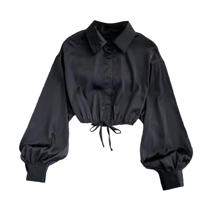 Stylish Y2K Satin Blouse - Perfect Fit, Sexy Look!