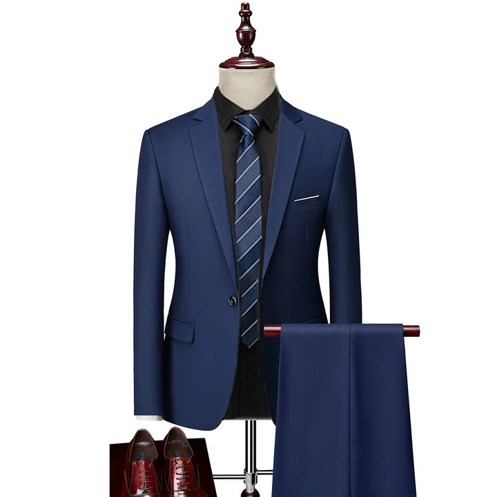 2023 Men's Business Plaid Suit Set - Blazer Jacket & Pants