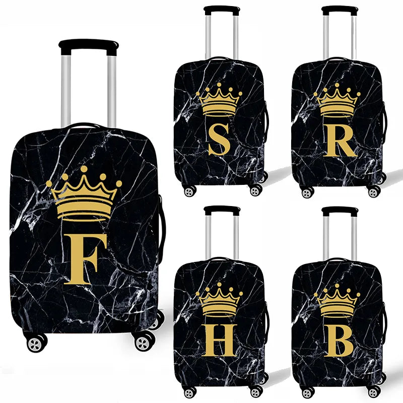 Marble Crown Letter Luggage Cover - Travel Suitcase Protector