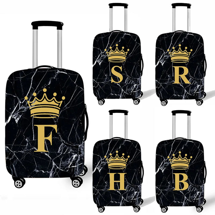 Marble Crown Letter Luggage Cover - Travel Suitcase Protector