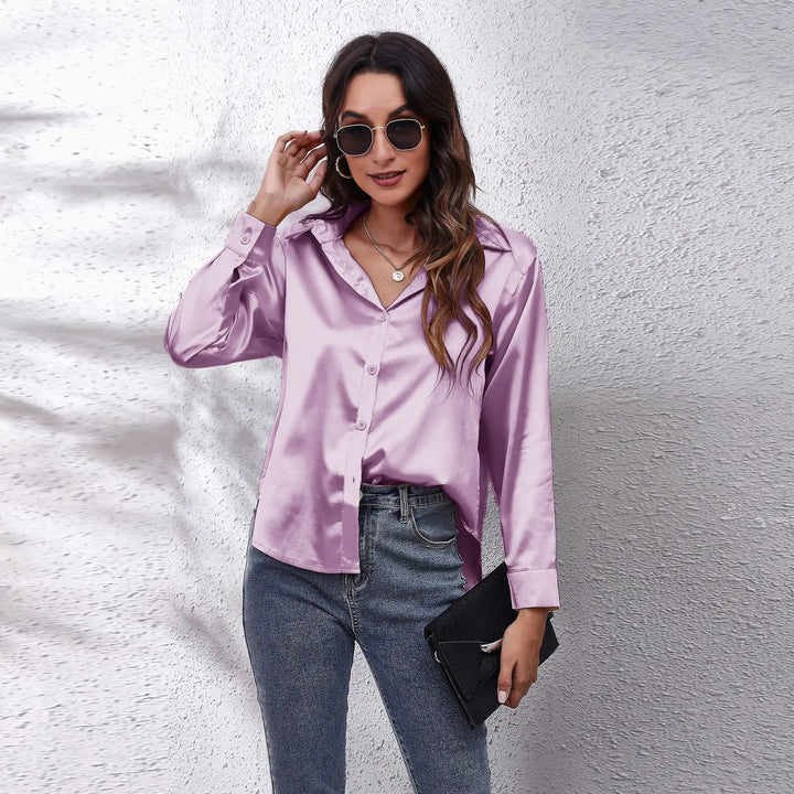 Upgrade Your Style with Our Elegant Satin Silk Shirt - Perfect for Spring!