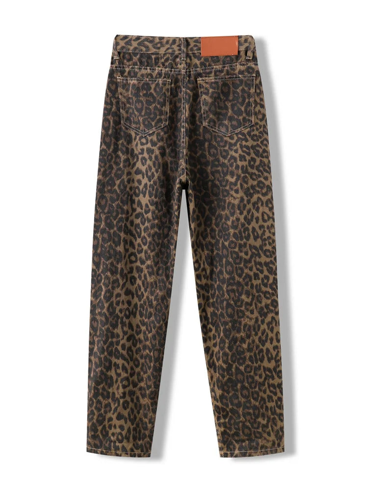 Get the Perfect Fit with Our Y2K Leopard Print Jeans - High Waisted, Wide Leg, and Streetwear Ready!