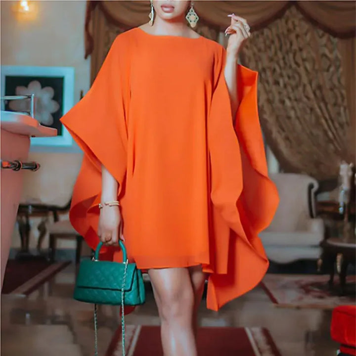 2023 Elegant Batwing Sleeve Orange Dress - Summer Fashion for Women