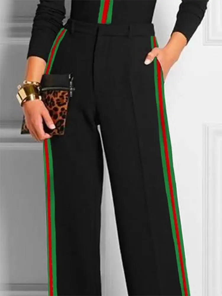 2024 New Boho Striped Wide Leg Pants | High Waist, Casual Office Trousers