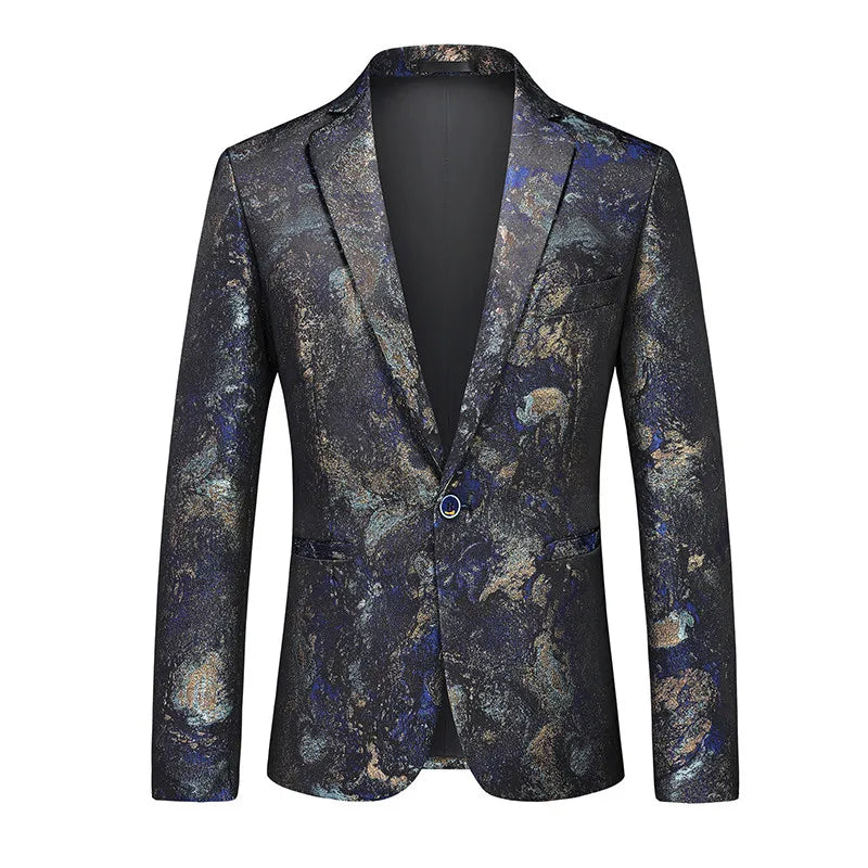 2024 Summer Men's Business Suit Jacket | Single Breasted Jacquard Blazers