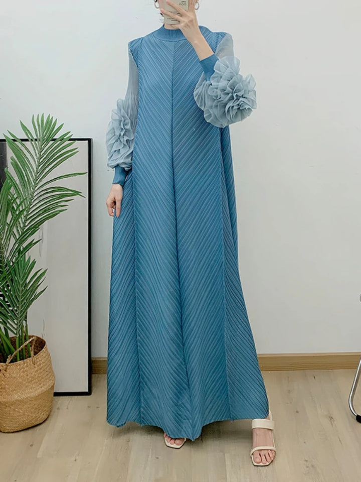 ANLAN Miyake Pleated Maxi Dress