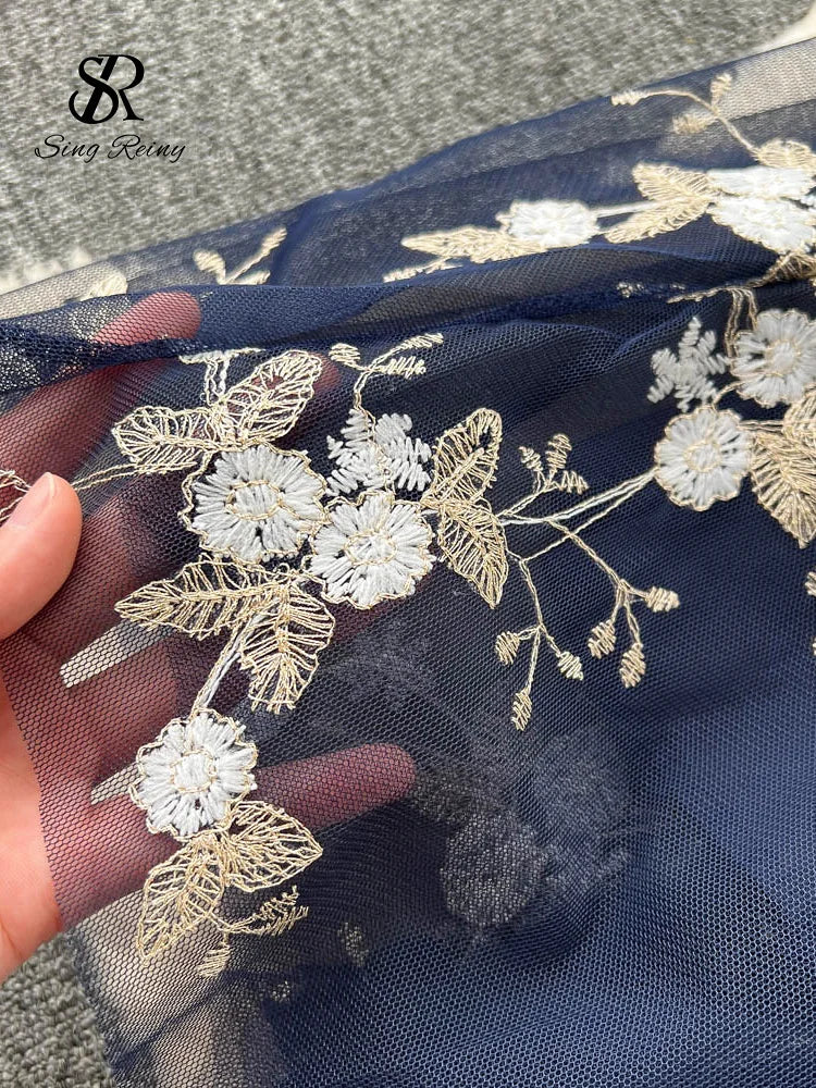 SINGREINY Spring Floral Knitted Long Dress