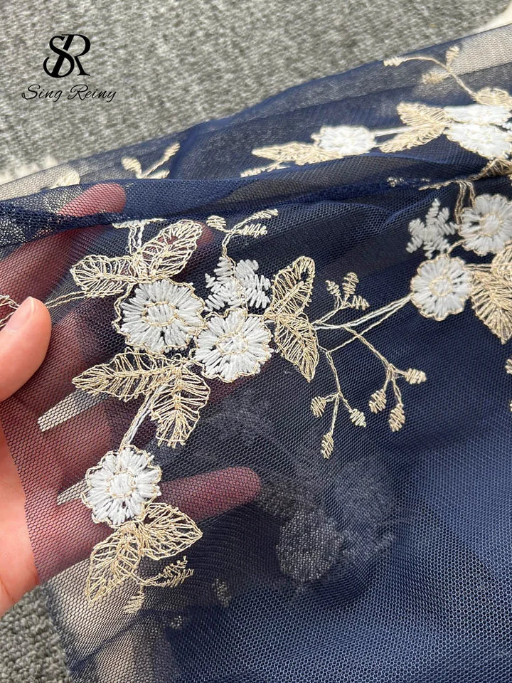 SINGREINY Spring Floral Knitted Long Dress