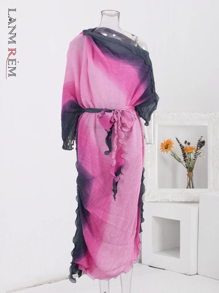 LANMREM 2024 Ruffle Dress | Color Gradient | Irregular | One Size | ASIAN Size