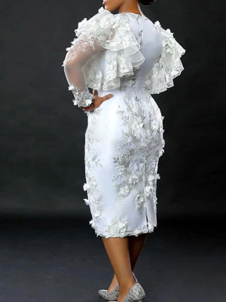 Unleash Your Elegance: White Applique Flower Dress for Weddings & Special Occasions