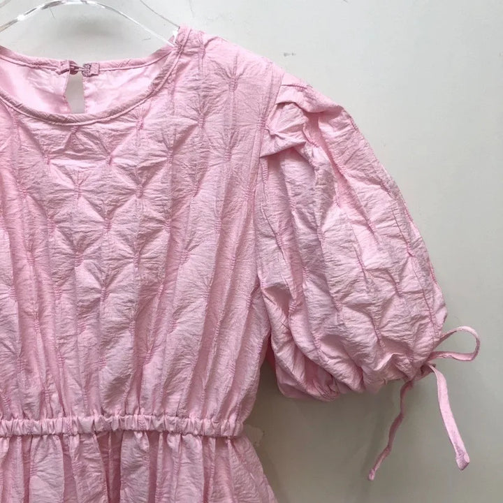 Pink Bubble Plaid Maxi Dress