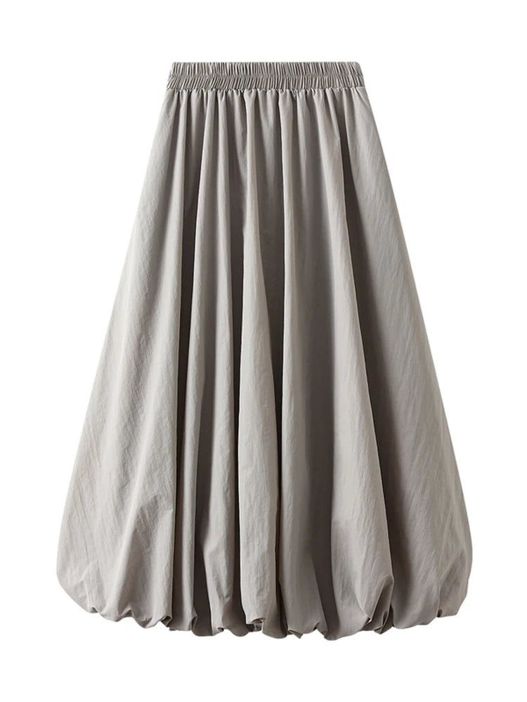 LANMREM Solid Color A-line Skirt - Versatile Spring Fashion 2024