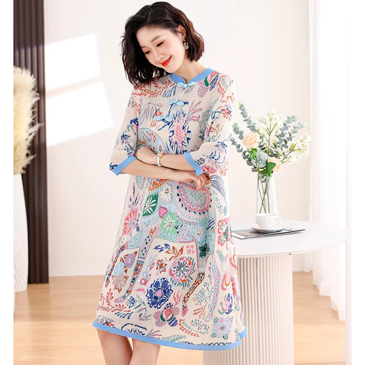 Stylish 2024 Chinese Print Dress - Slimming & Comfortable