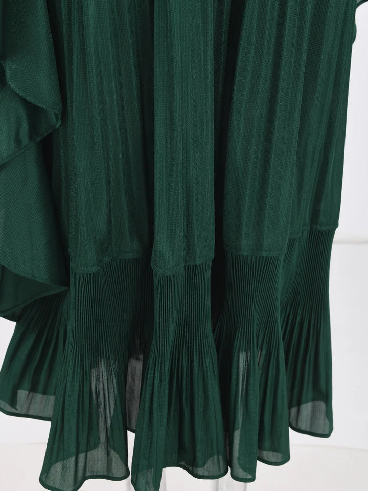 Elegant Ruffled Pleated Dress for Women - Spring 2024 Collection