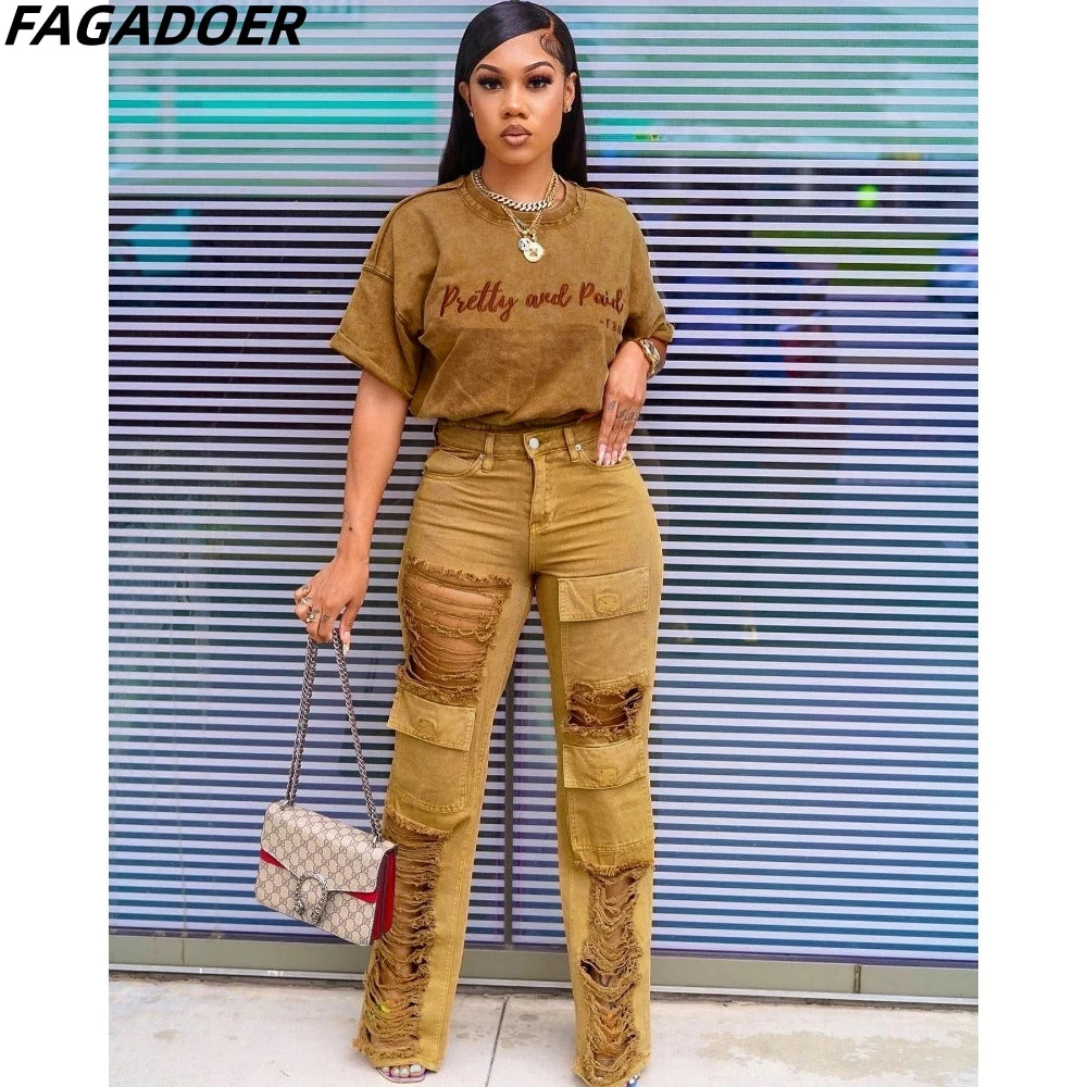 Upgrade Your Style with FAGADOER Cargo Pant Sets - Perfect for Streetwear or Casual Outings