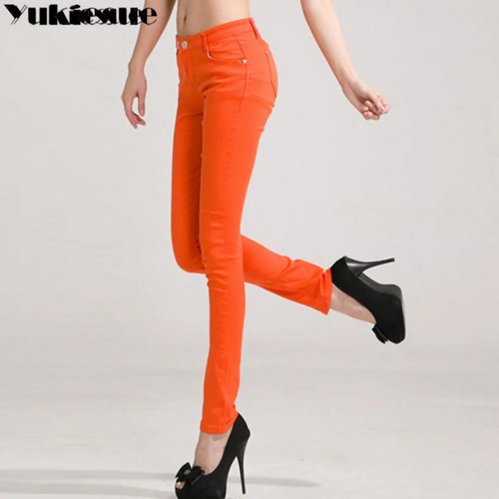 Elegant Office Pants for Women: Candy Color Pencil Trousers