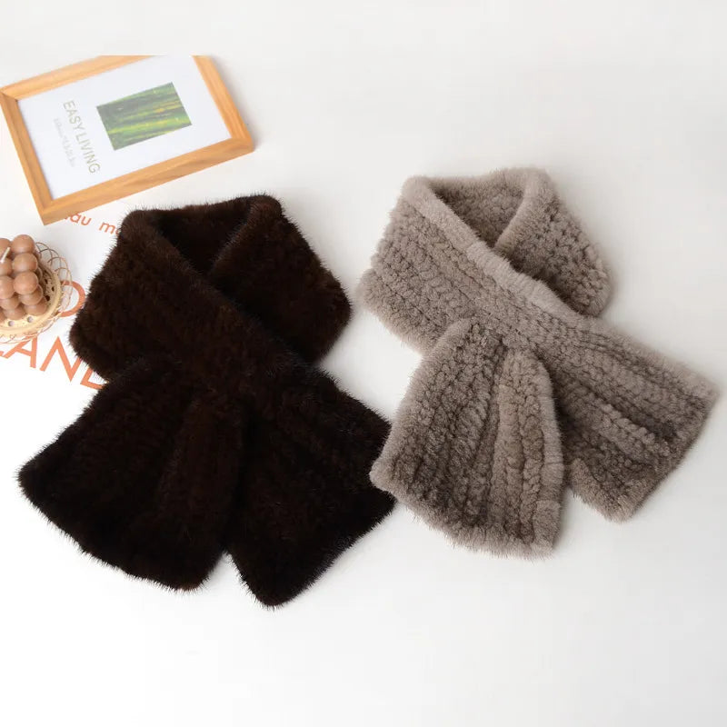 New Women Winter Real Mink Fur Scarf Lady Warm Soft Genuine Mink Fur Scarf Shawl Fashion Luxury 100% Natural Mink Fur Scarfs