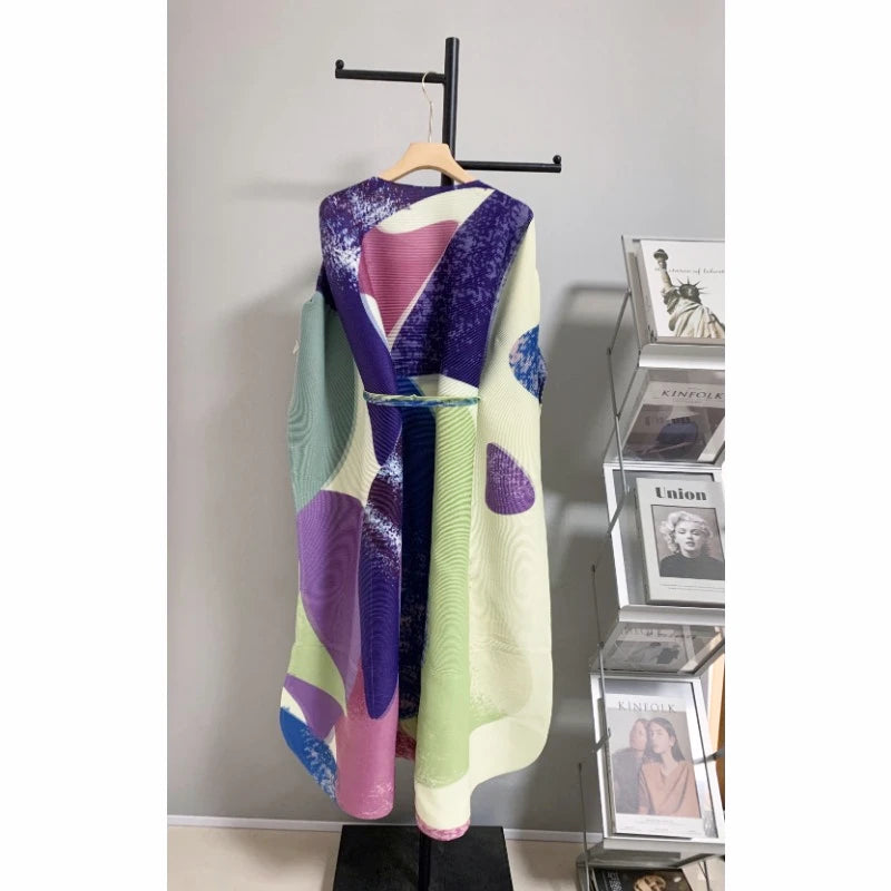 2024 Autumn/Summer Miyake Pleated Shawl Dress - Fashionable Women's Wear