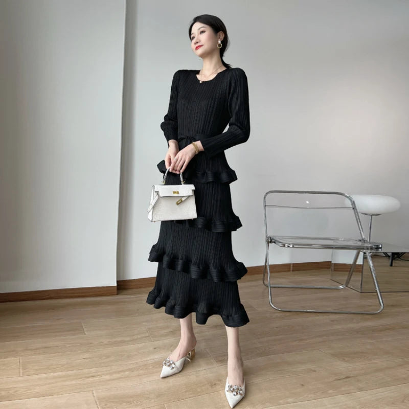 2023 Spring Pleated Dress: ASM Miyake High-grade Women's Clothing with Niche Design and Casual Party Style