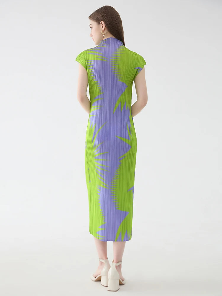 Get Ready for 2024 in Style with Our Elegant Miyake High Collar Dress - Limited Stock!