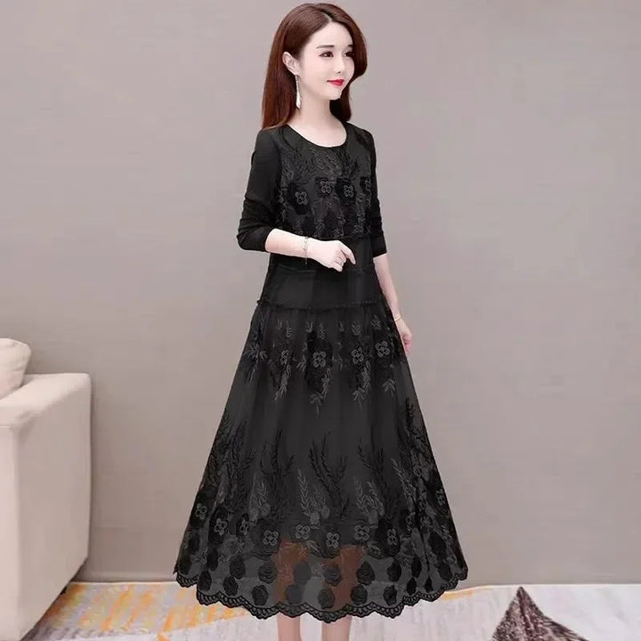 2022 Spring Summer Embroidered Silk Dress - Heavy-Duty Mulberry Silk Mid-Length Skirt