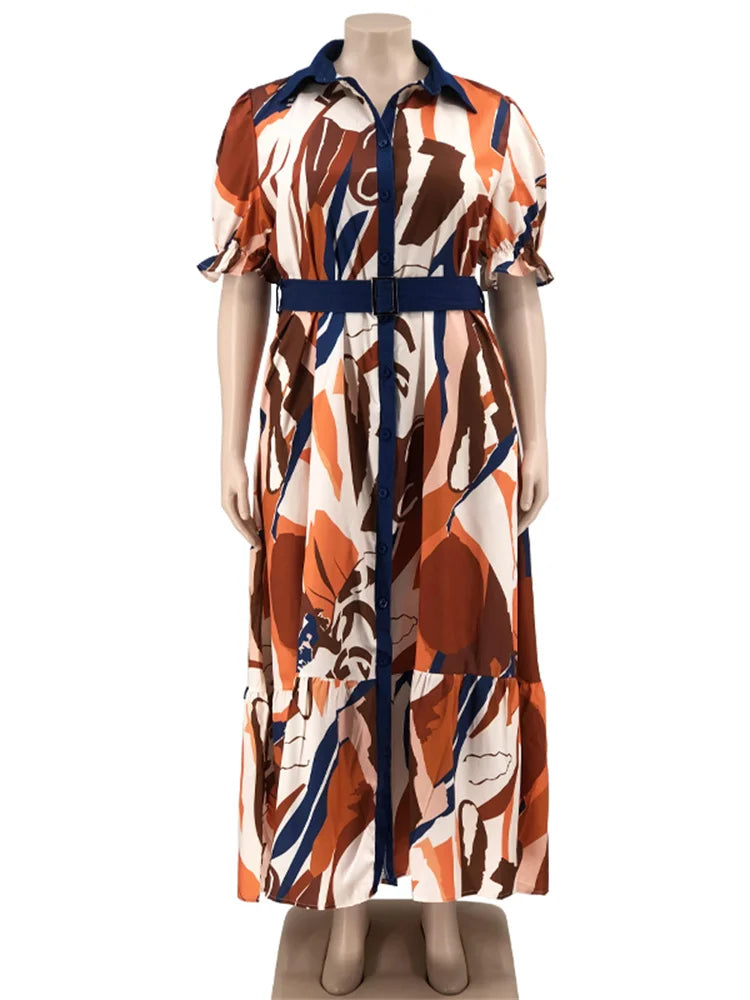 Stylish Plus Size Maxi Dress - Summer Print Patchwork - Wholesale Dropshipping