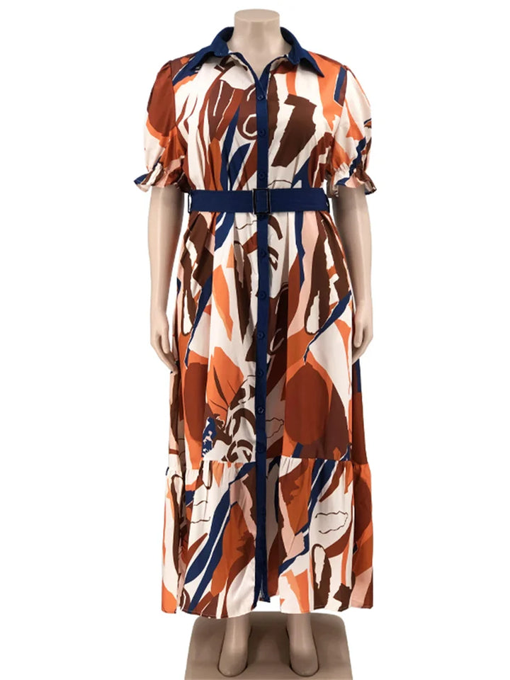 Stylish Plus Size Maxi Dress - Summer Print Patchwork - Wholesale Dropshipping