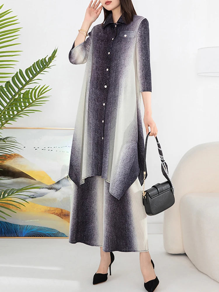 Office Lady Gradient 2pc Set Top + Pants