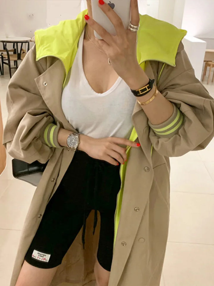 Hot Sell Korean Khaki Trench Coat