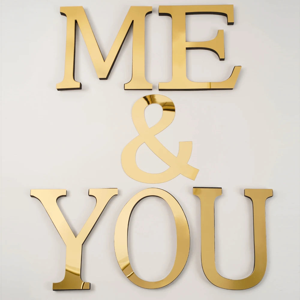 Add a Touch of Elegance with 3D Acrylic Mirror Wall Stickers - Gold & Silver Letters