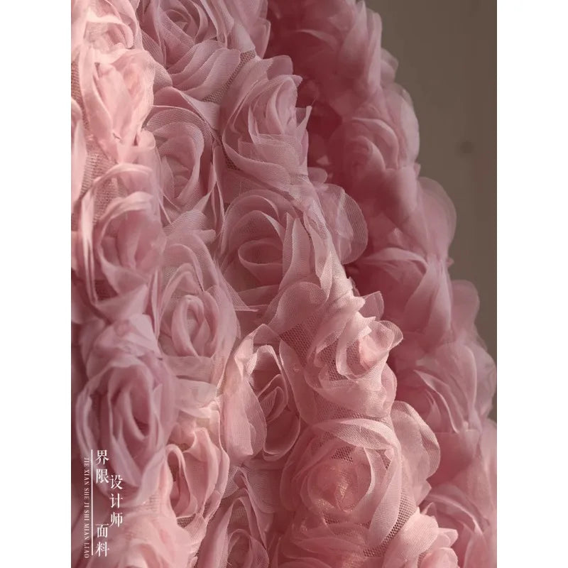 Rose Mesh Fabric Dress Material