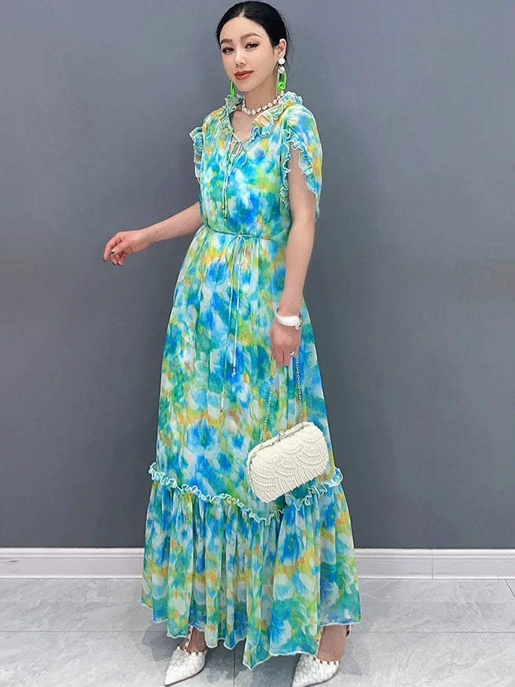 Upgrade Your Wardrobe with SHENGPALAE's Elegant Chiffon Printed Dress