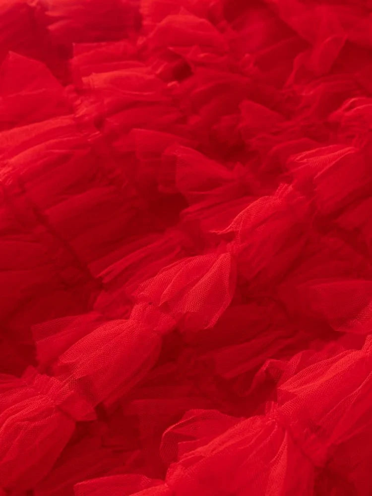 Red Feather 2-Piece Set: AELESEEN Runway Fashion for Summer Parties