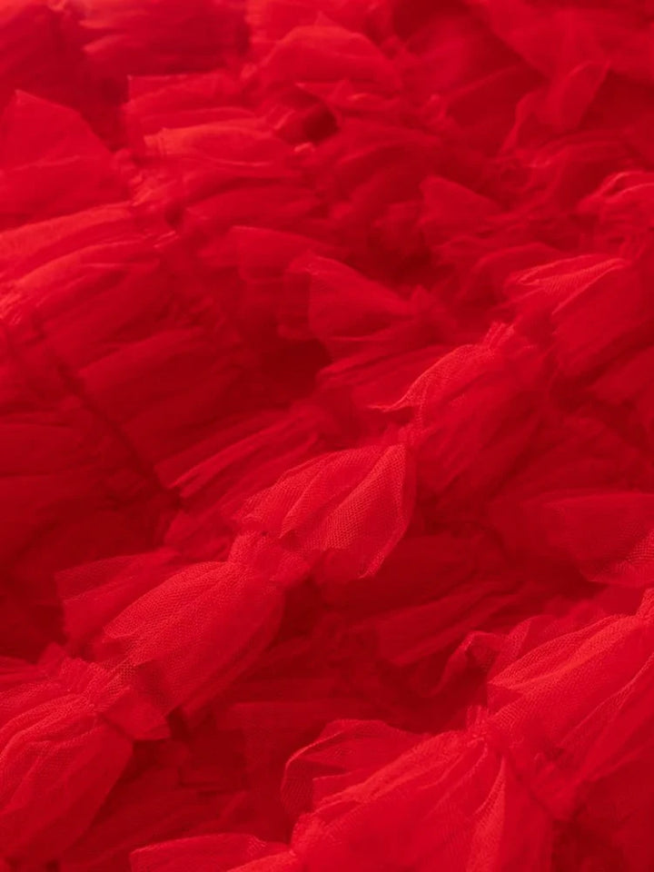 Red Feather 2-Piece Set: AELESEEN Runway Fashion for Summer Parties